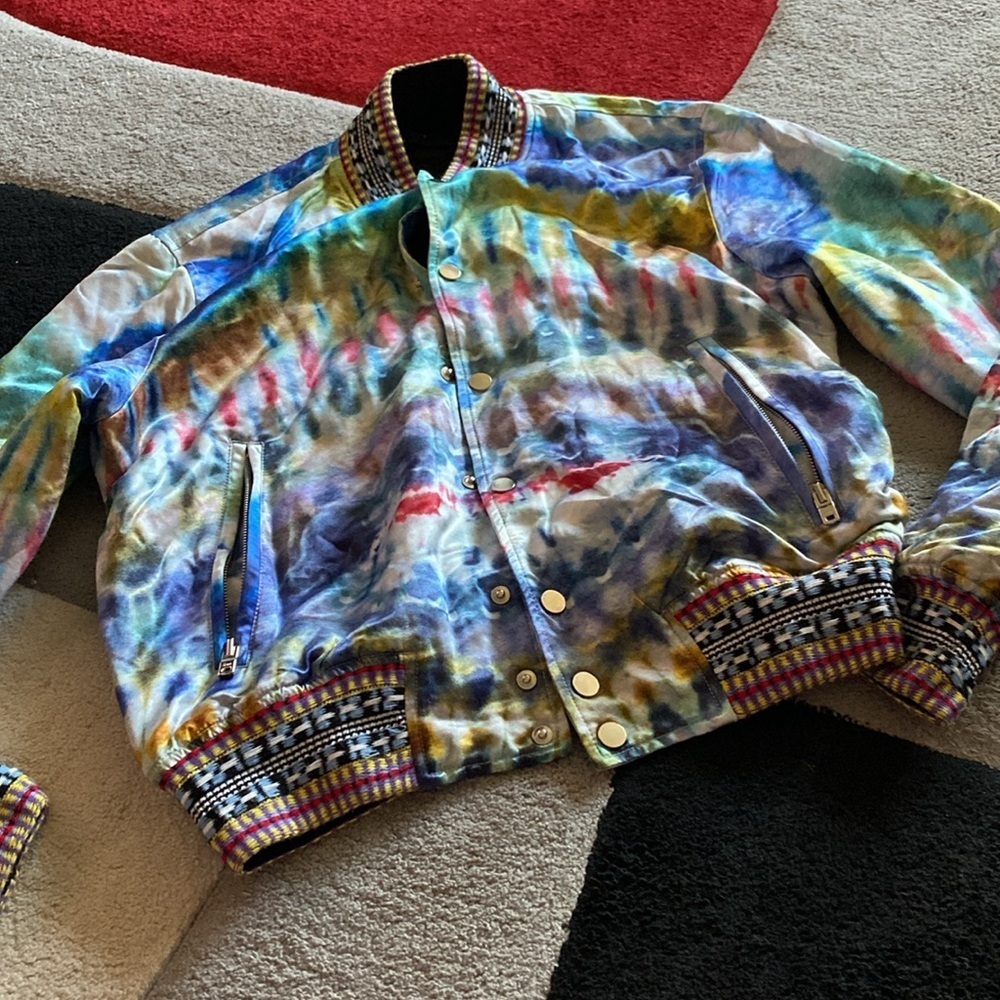 AMIRI Tie Dye Colorful Women's Bomber Jacket size 48 L - Picture 3 of 5